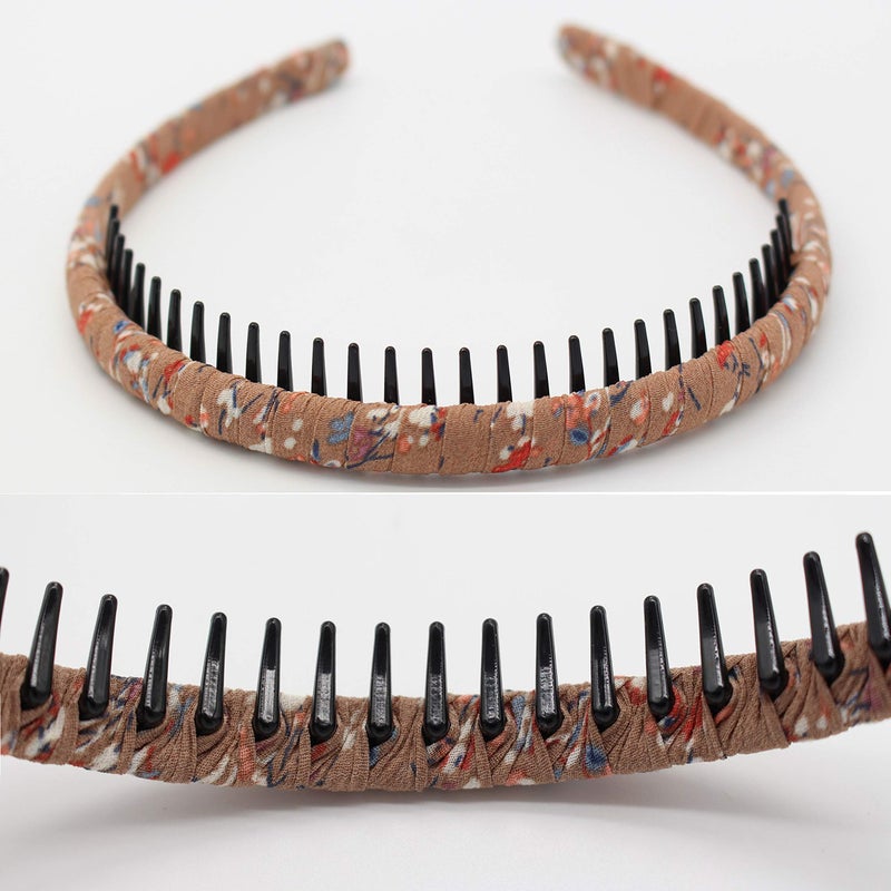 JOBAND إكسسوارات شعر رباط رأس مزخرف بالأزهار مع مشط، أربطة شعر غير قابلة للانزلاق، طوق شعر ناعم ومريح للنساء/الفتيات (4 ألوان) - Image 3